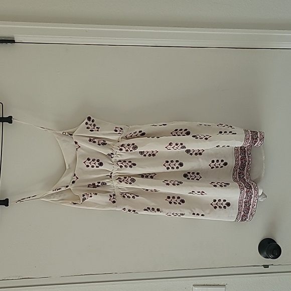 Madewell Silk Sandstar Dress Vinefloral Ivory Red Adjustable Strap Line Size 00 - Picture 2 of 6